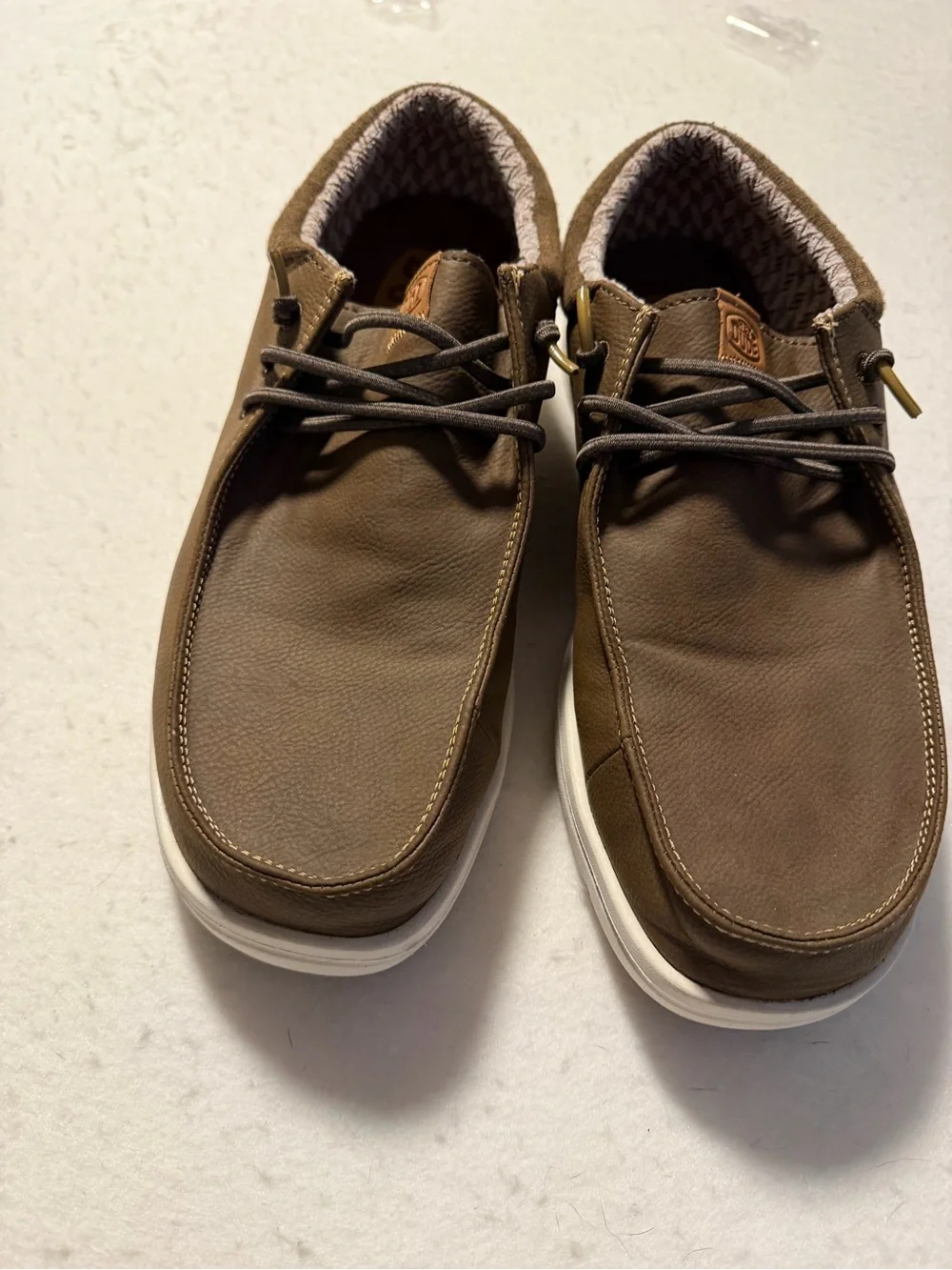 Hey Dude Men’s Olive Brown Casual Slip-On Lace-Style Loafers